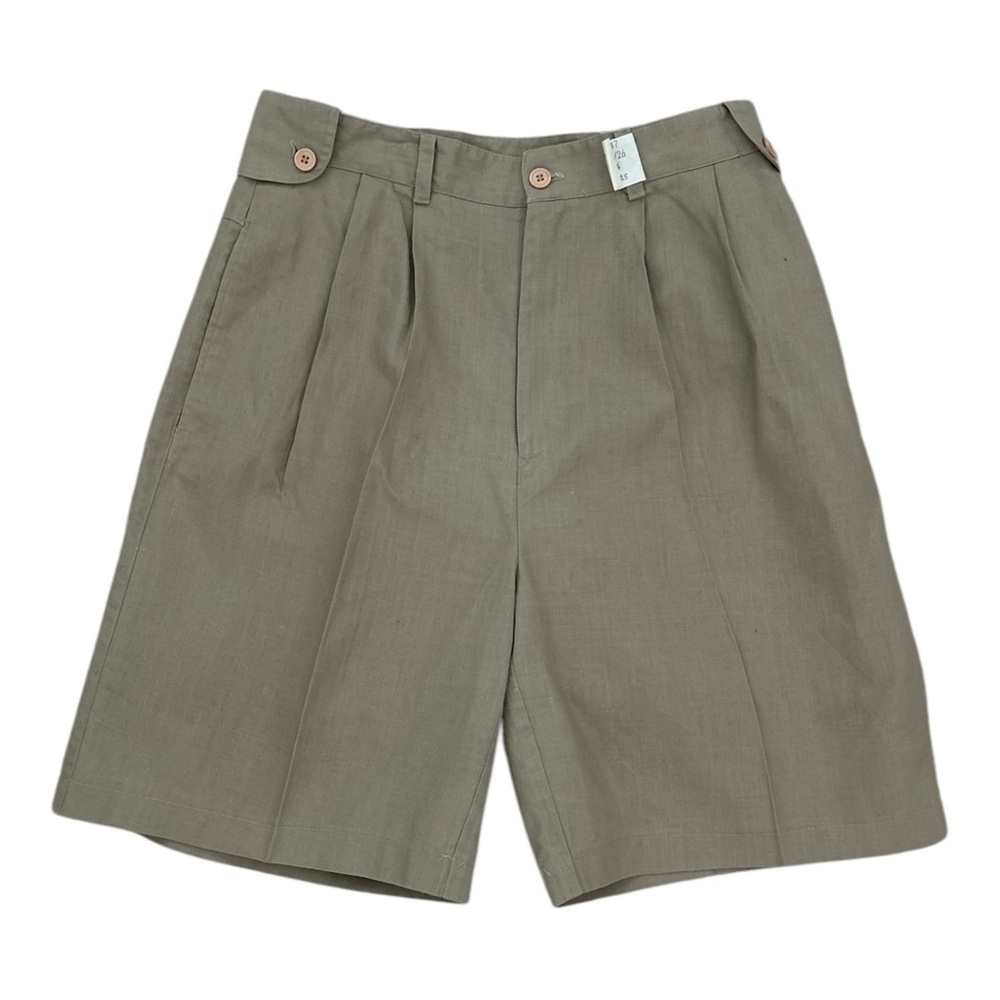 Vintage 80’s Nok Nok Shorts Pleated Khaki Size 28 High Waisted Long Safari